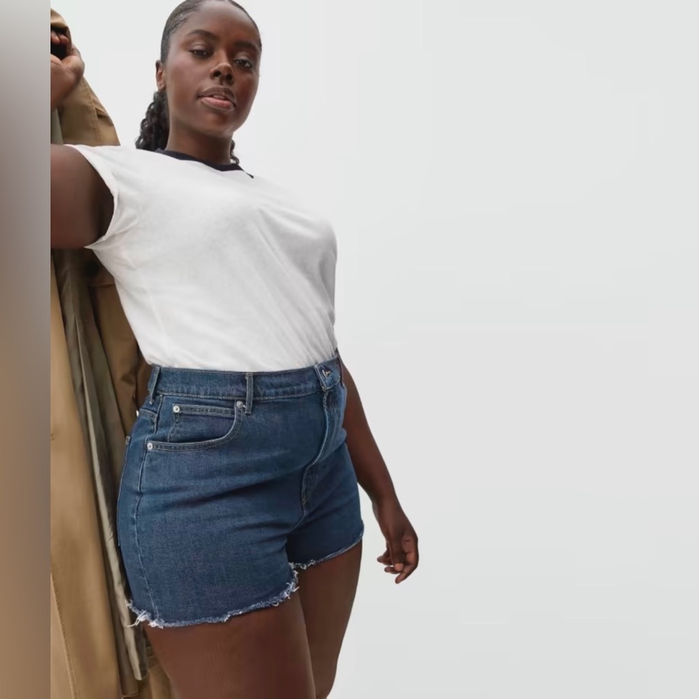 NWT Everlane Way High Denim Shorts Washed Indigo Size 30
